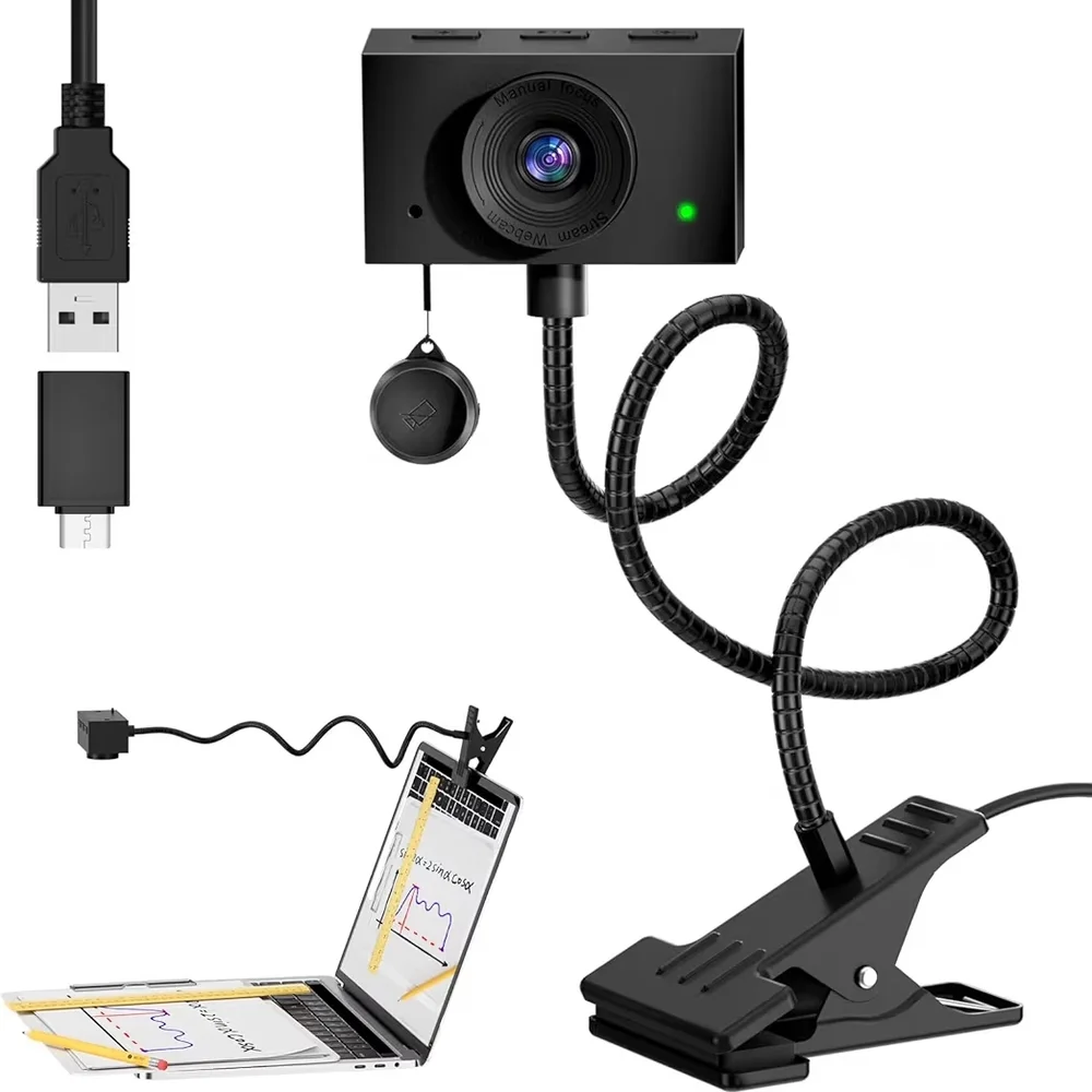 Black USB Webcam with Flexible Clip